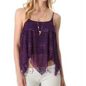 Free People Dew Drop Indigo Print Layered Tank XS